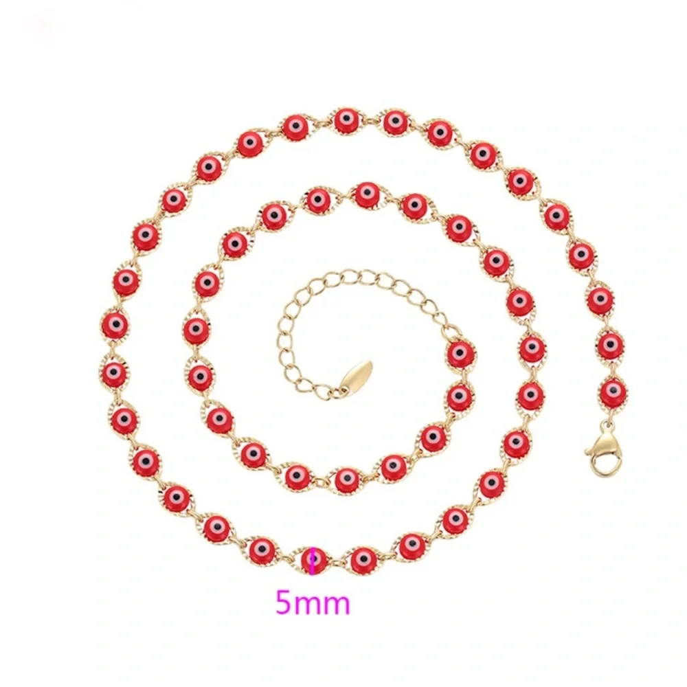 Red Evil Eye Necklace 14k Gold Plated Luxury Jewelry